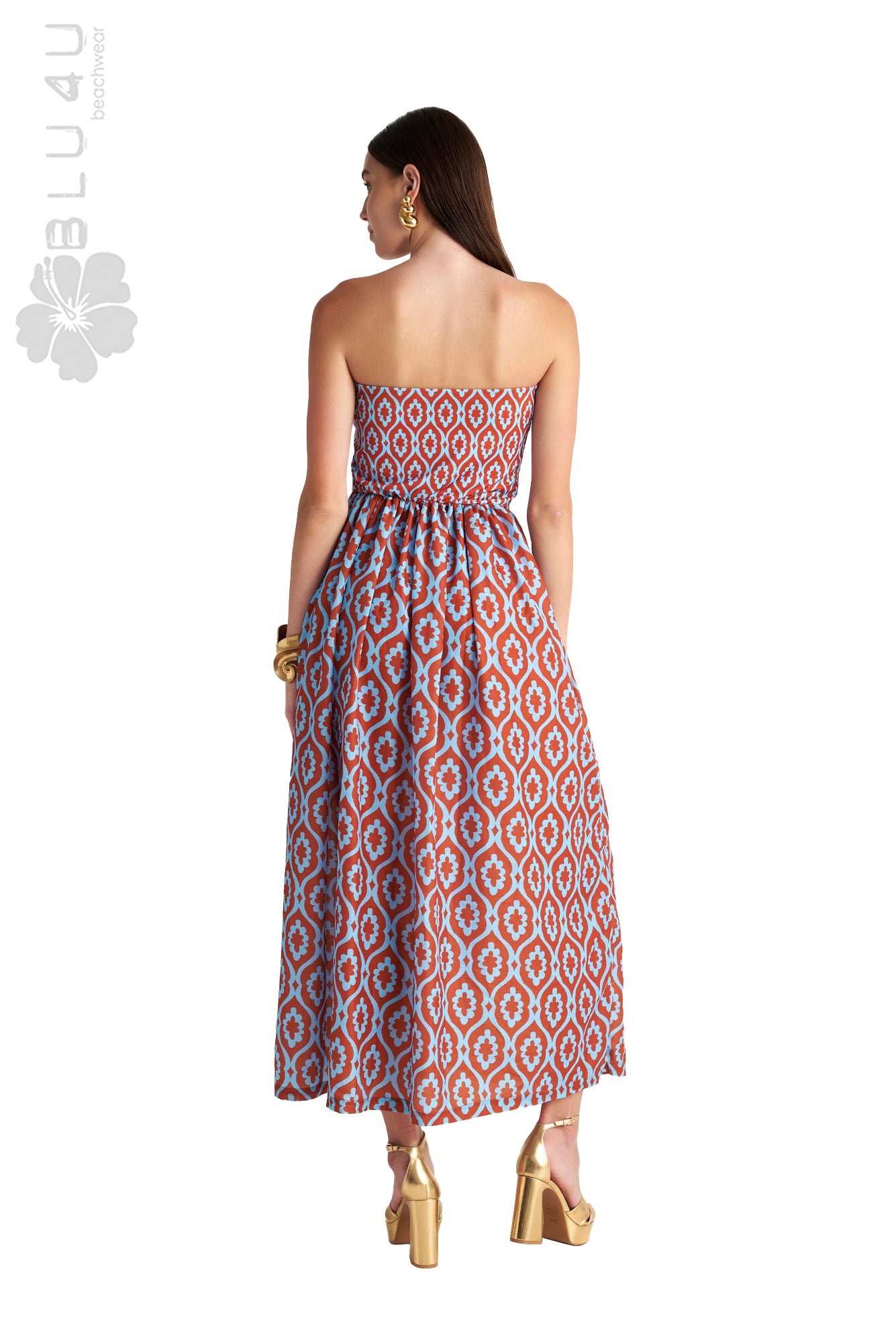 Μακρύ strapless φόρεμα BLU4U / BRONZE AZTEC - 25384184