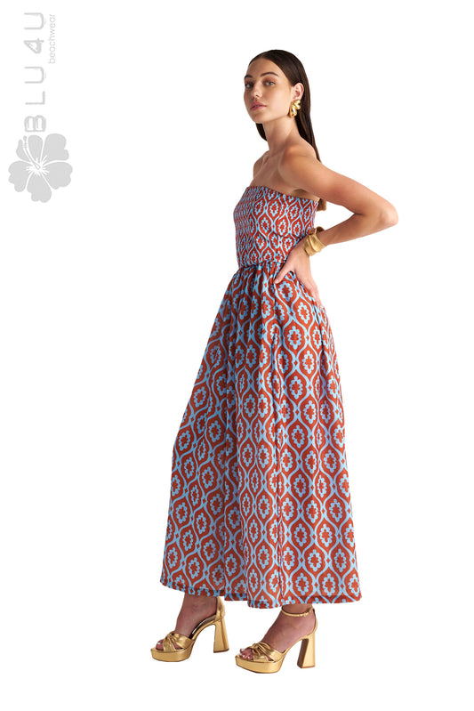 Μακρύ strapless φόρεμα BLU4U / BRONZE AZTEC - 25384184