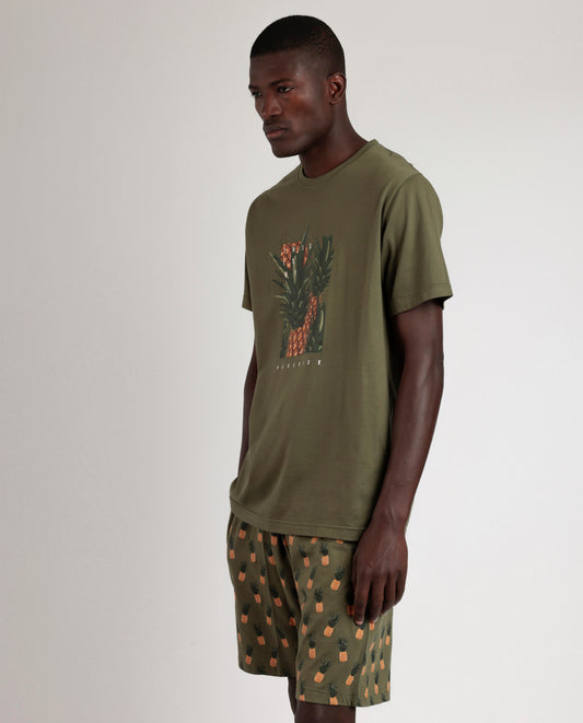 Ανδρική καλοκαιρινή πιτζάμα με σχέδιο ανανά / AD63117