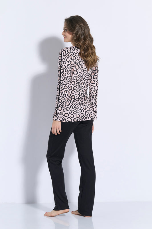 Leopar πιτζάμα με μαύρο παντελόνι / J8145