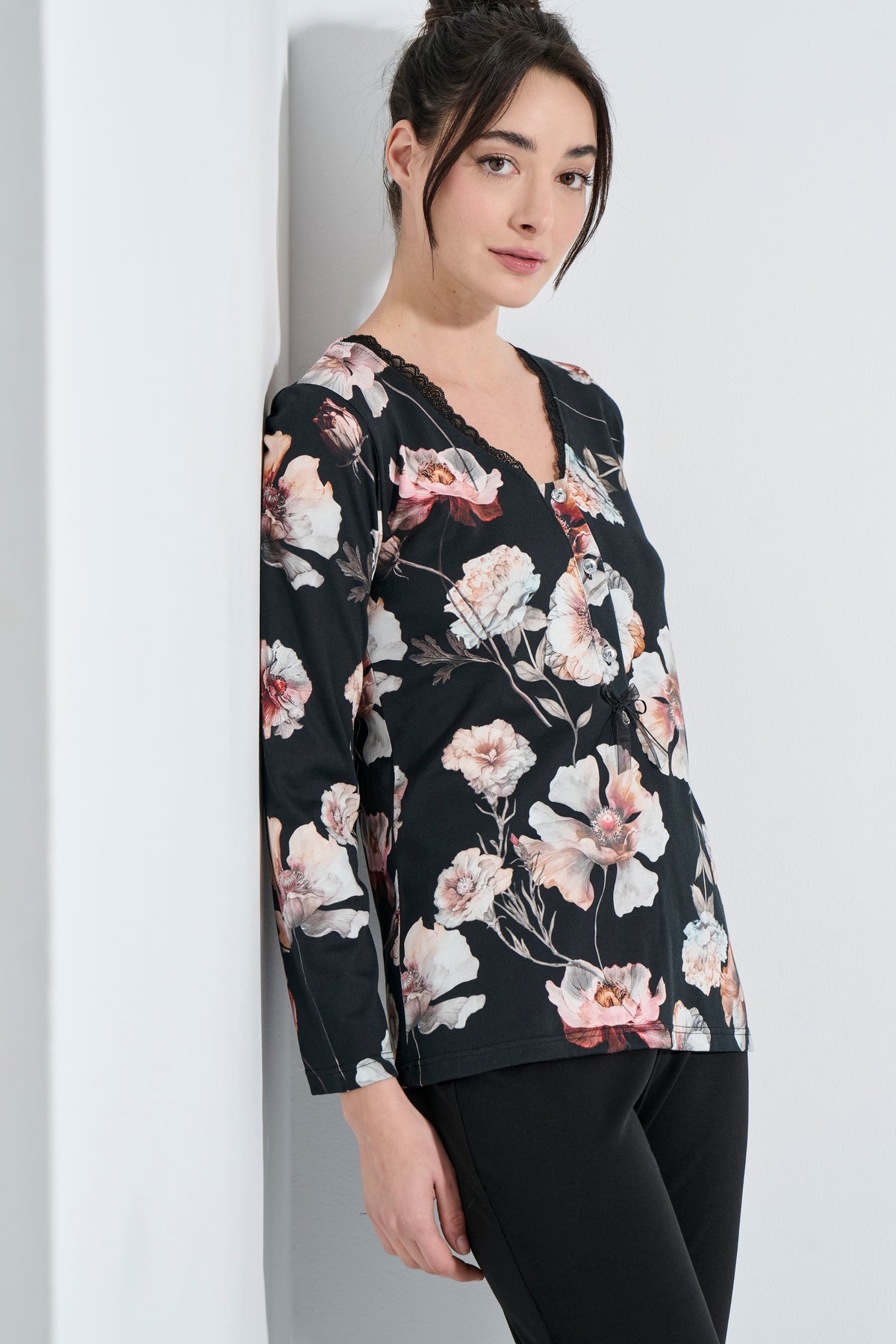 Floral βαμβακερή πιτζάμα / J8308