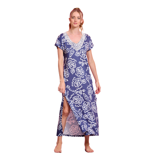 Μακρύ φόρεμα με κοντό μανίκι / J7848