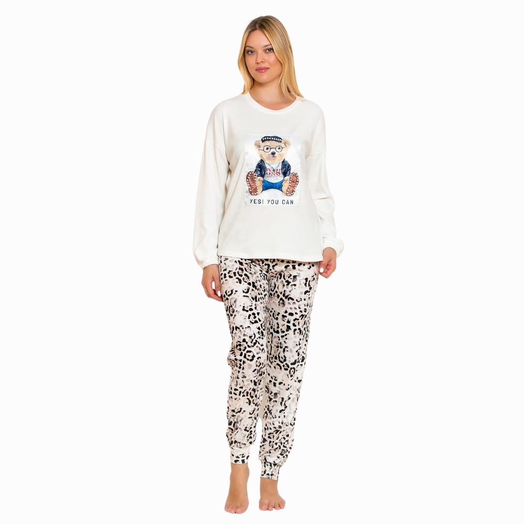 Βαμβακερή leopar πιτζάμα teddy / SZ5399