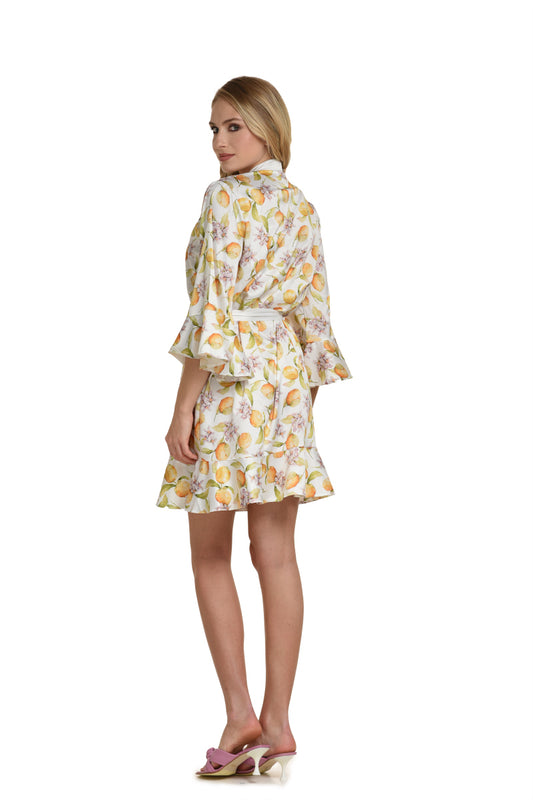 Ρόμπα σατέν με σχέδιο λεμόνια / MR6161