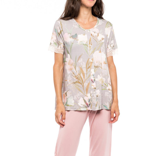 Πιτζάμα καλοκαιρινή με κάπρι παντελόνι / S1133