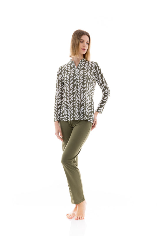 Βαμβακερή πιτζάμα με κουμπιά / W1383