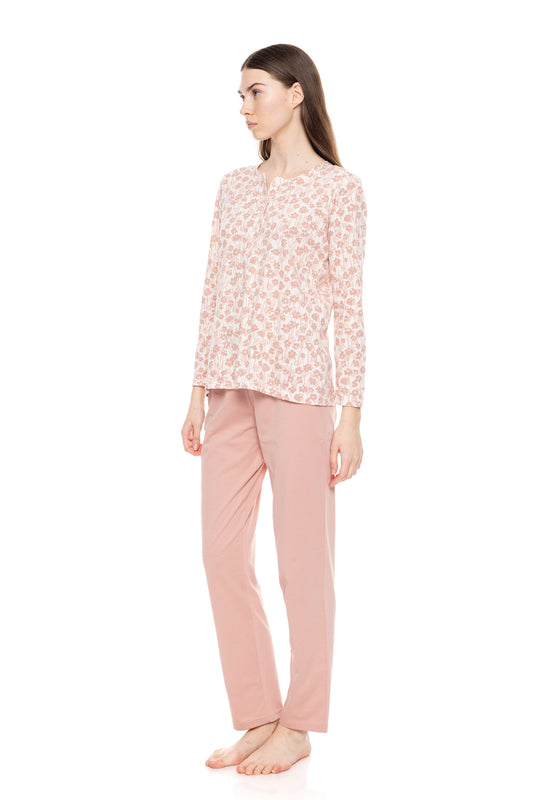 Βαμβακερή πιτζάμα με ανθάκια / W1596