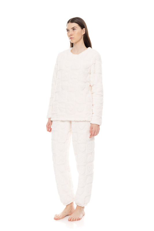 Fleece ζεστή πιτζάμα με καρδούλες / W1680