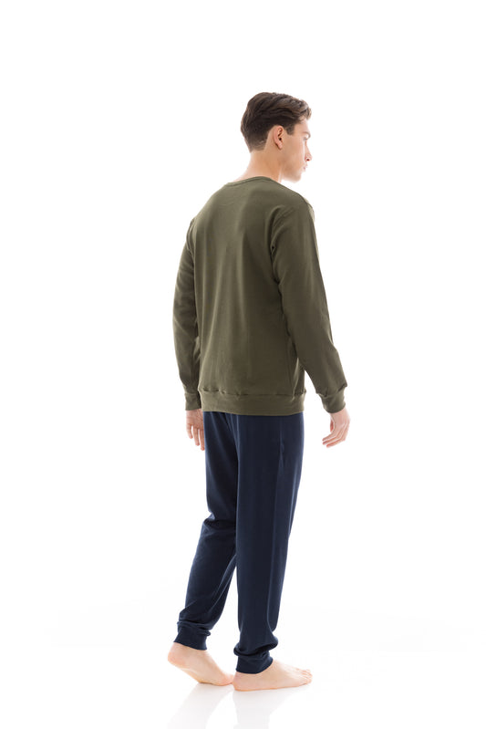 Ανδρική βαμβακερή πιτζάμα με τύπωμα / WN-M119