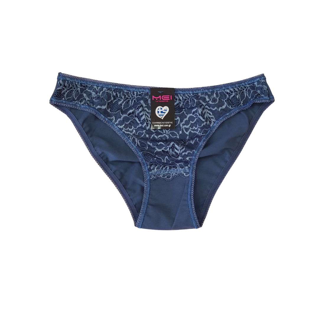 Βαμβακερό εσώρουχο bikini slip με δαντέλα / M2460