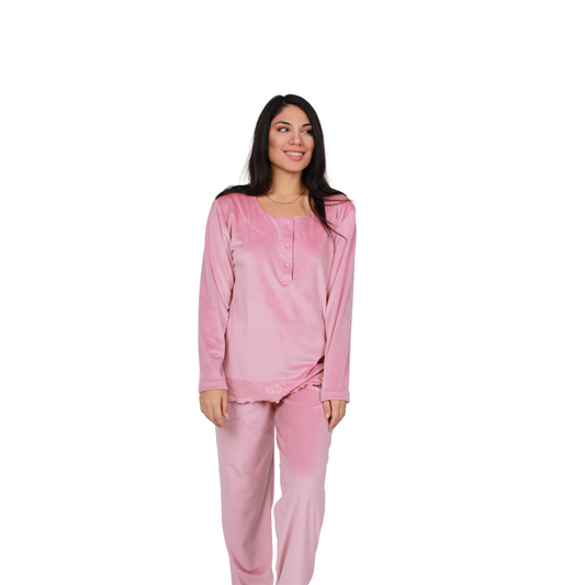 Μονόχρωμη βελούδινη πιτζάμα  / NV1983