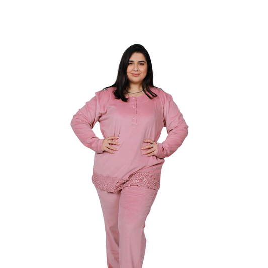 Μονόχρωμη βελούδινη πιτζάμα  / NV1983