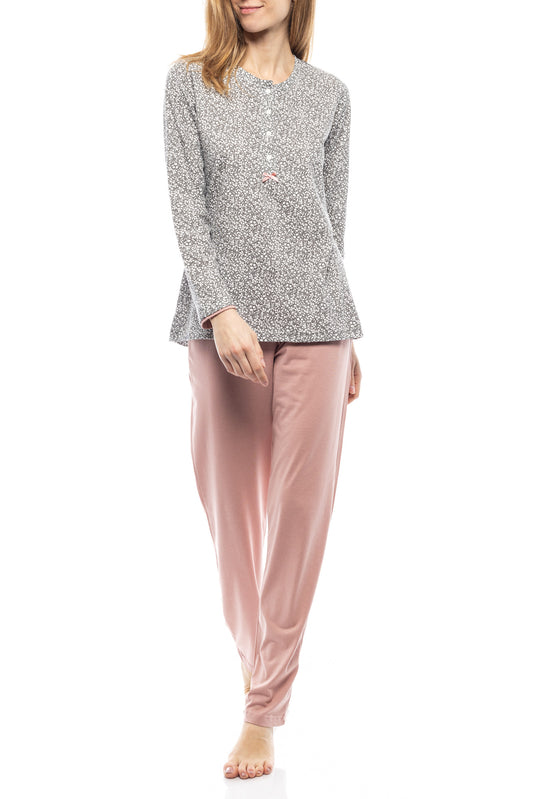 ΛΕΠΤΗ ΠΙΤΖΑΜΑ ΜΕ ΠΑΤΙΛΕΤΑ GREY LEAF / W1209