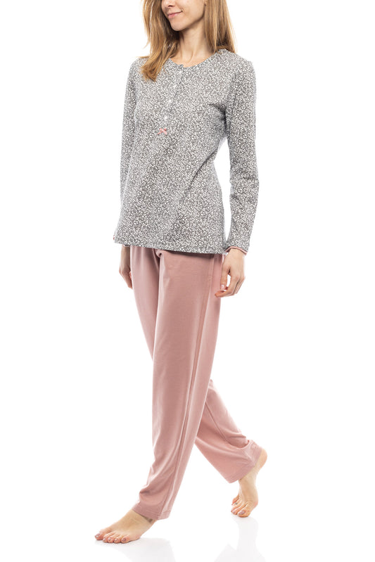 ΛΕΠΤΗ ΠΙΤΖΑΜΑ ΜΕ ΠΑΤΙΛΕΤΑ GREY LEAF / W1209