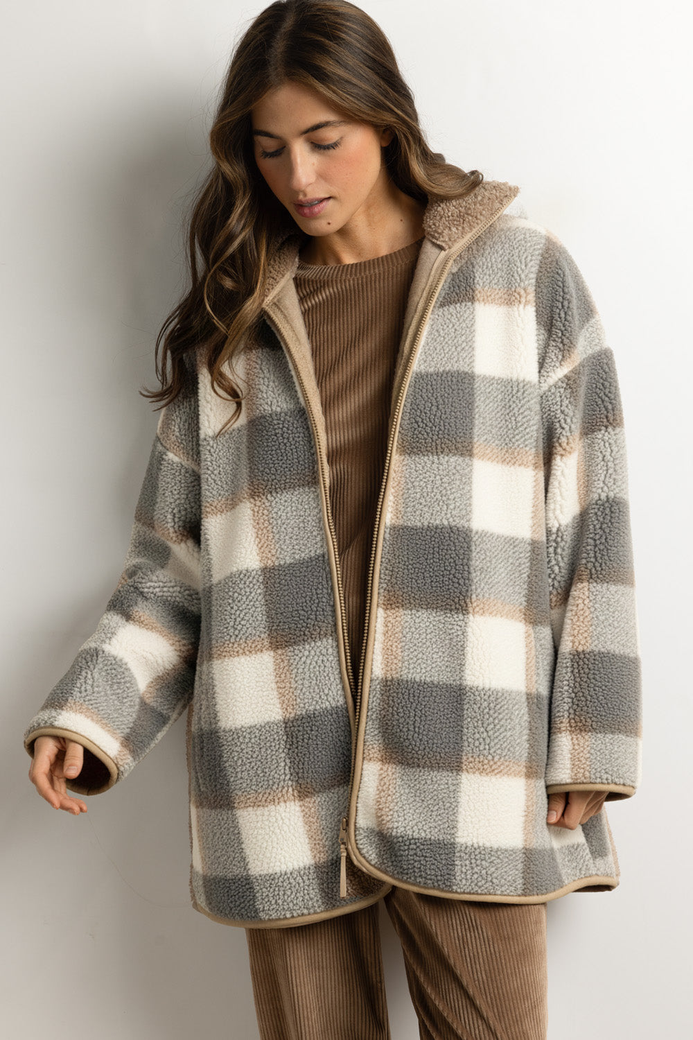Fleece σακάκι καρό / AD67413