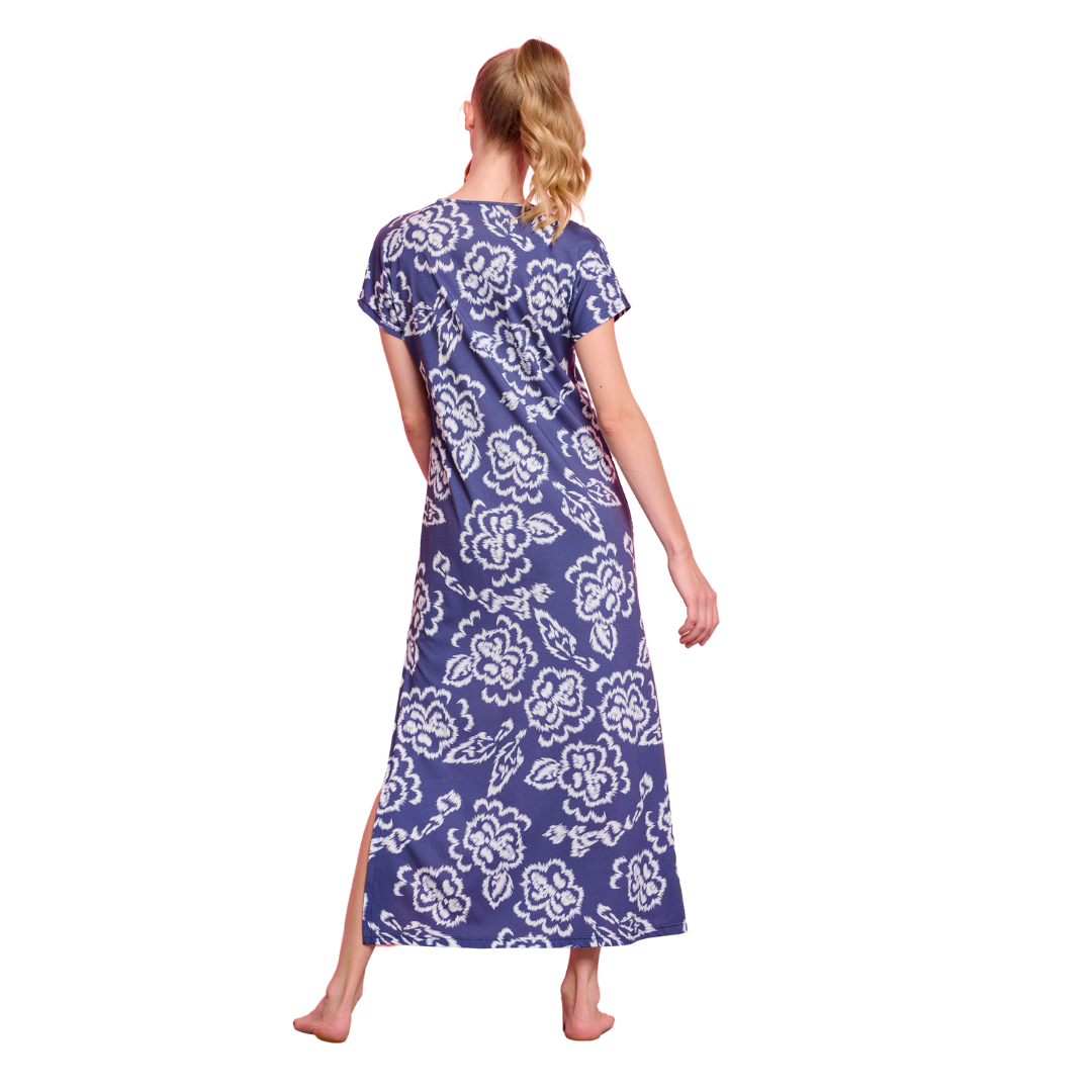 Μακρύ φόρεμα με κοντό μανίκι / J7848