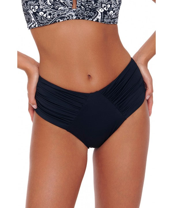 Ψηλόμεσο μπικίνι slip μαγιό BLUEPOINT με πιέτες / SOLIDS - 26065095