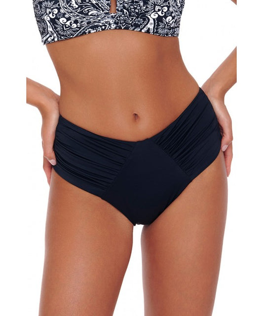 Ψηλόμεσο μπικίνι slip μαγιό BLUEPOINT με πιέτες / SOLIDS - 26065095