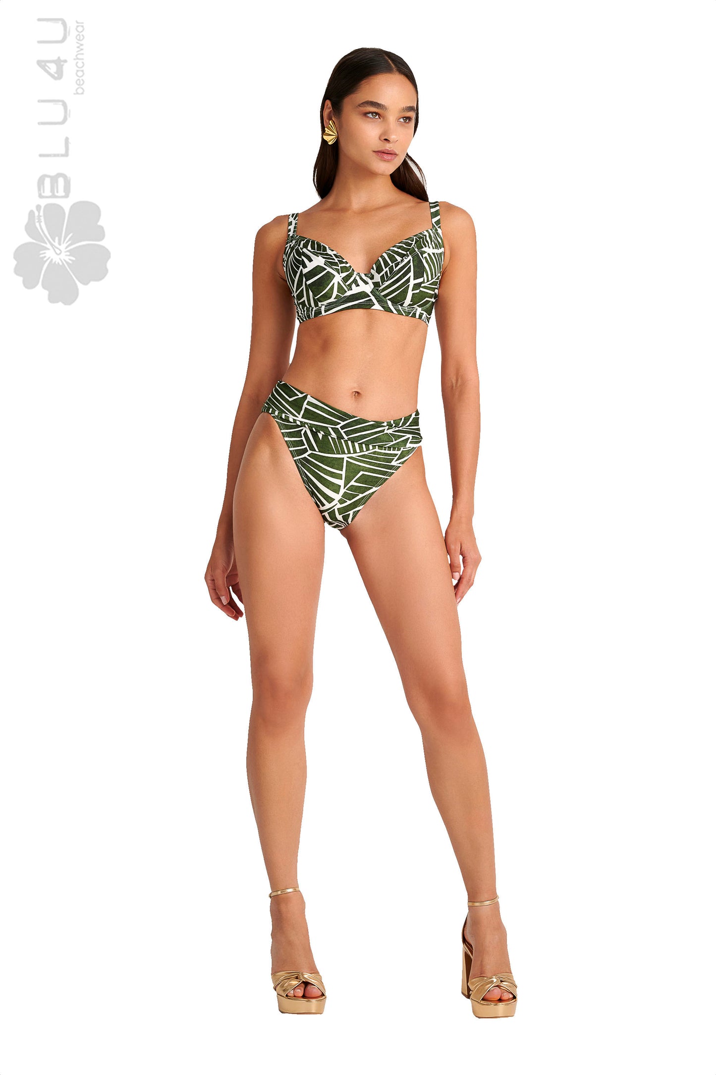 Ψηλόμεσο μπικίνι slip μαγιό BLU4U / AMAZON STRIPES - 25365113