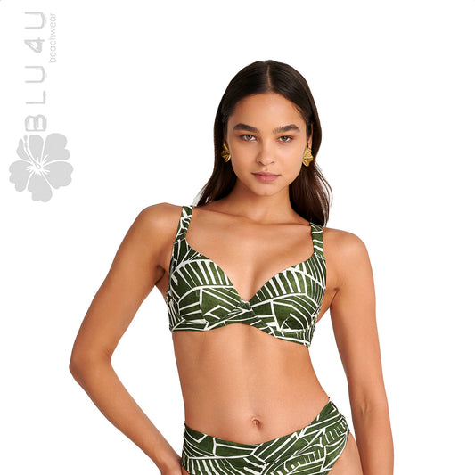 Σουτιέν μπικίνι τοπ μαγιό push-up για cup C BLU4U / AMAZON STRIPES - 25366114C