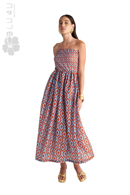 Μακρύ strapless φόρεμα BLU4U / BRONZE AZTEC - 25384184