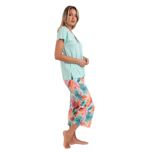 Κάπρι πιτζάμα με floral παντελόνι / AD63074