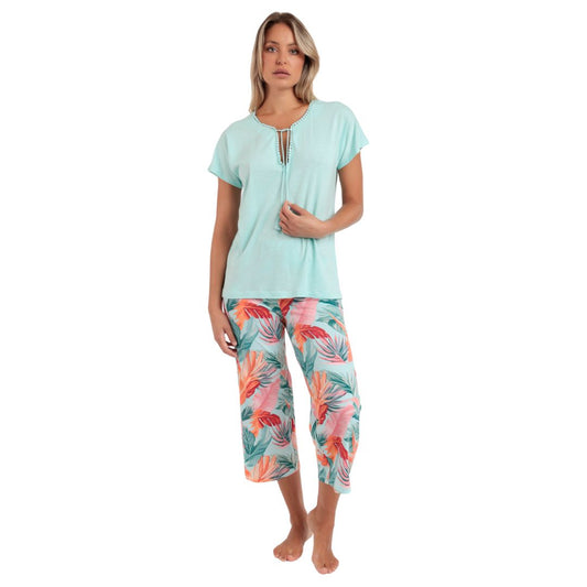 Κάπρι πιτζάμα με floral παντελόνι / AD63074