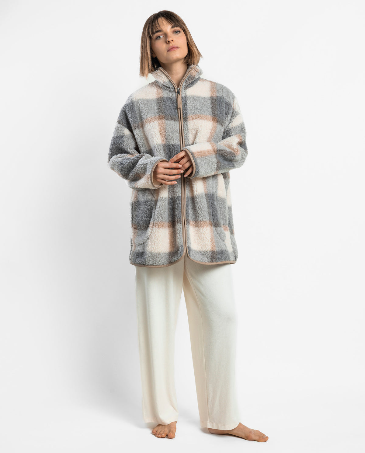 Fleece σακάκι καρό / AD67413