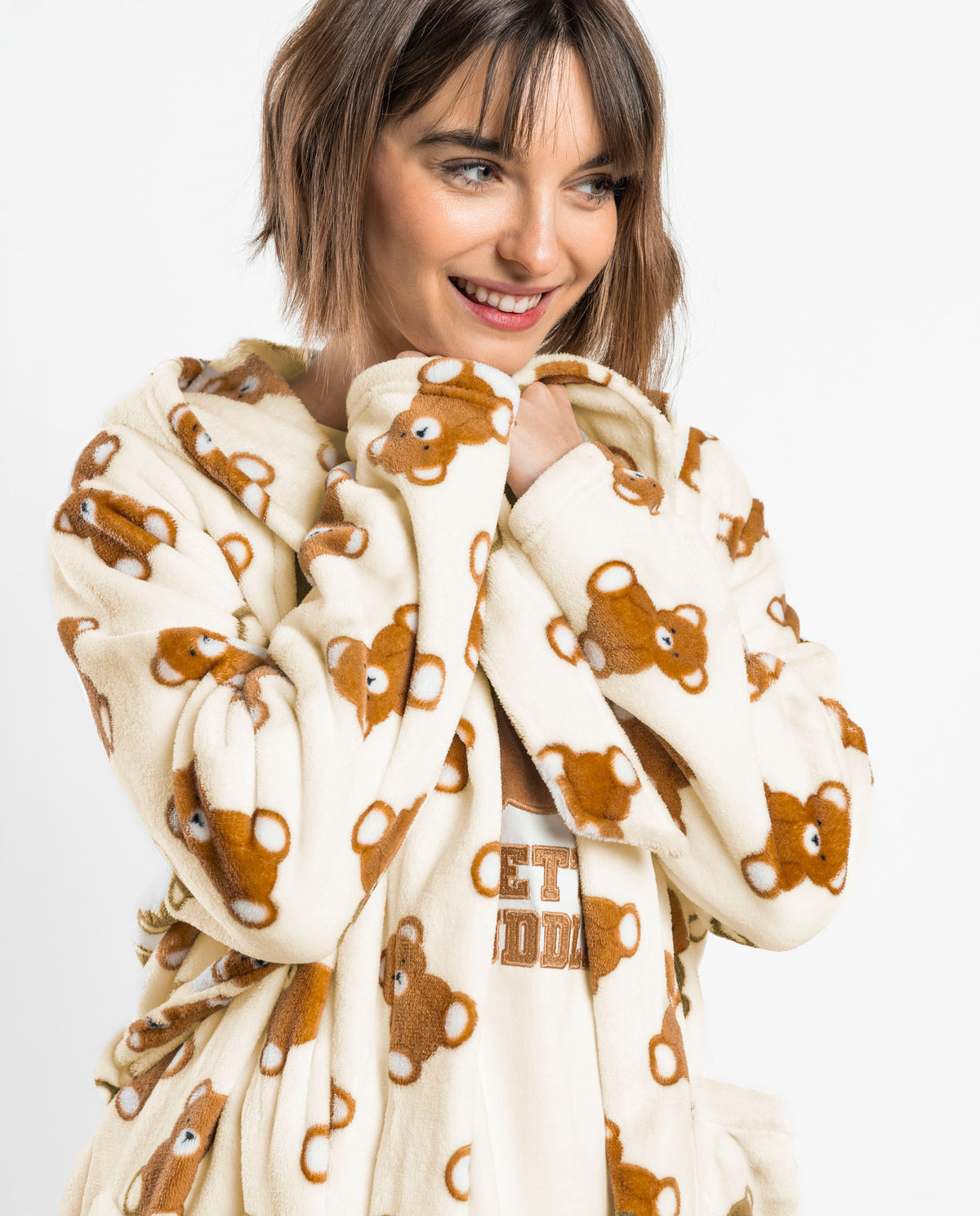 Fleece ρόμπα με κουκούλα Teddy Bear / AD67423