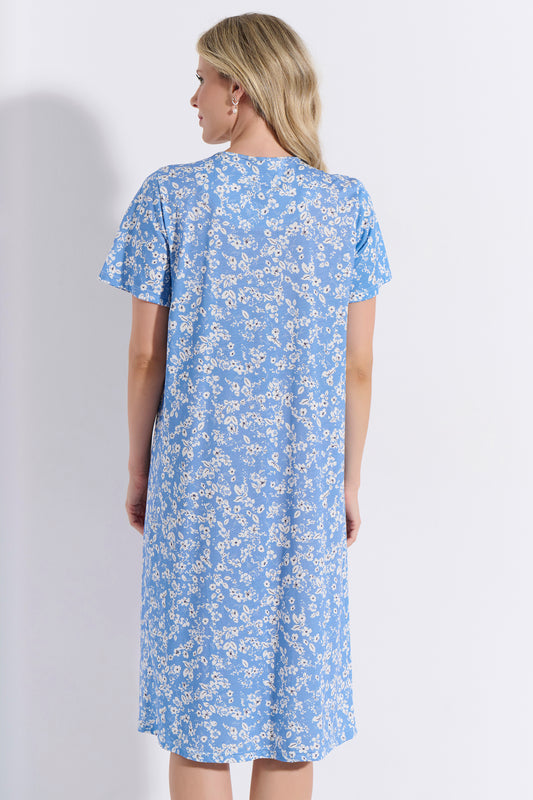 Κλασικό νυχτικό με κοντό μανίκι / J8228