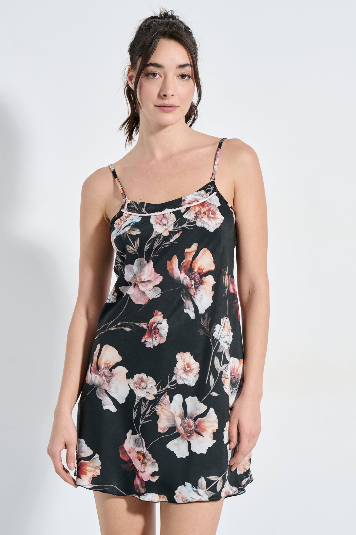 Satin floral νυχτικό / J8301