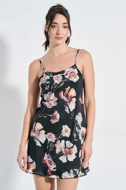 Satin floral νυχτικό / J8301