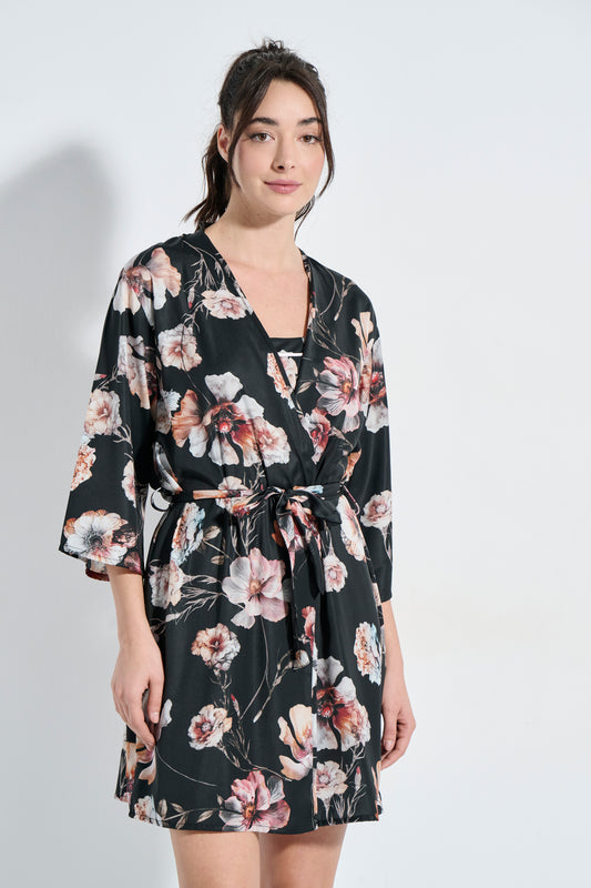 Satin floral ρόμπα / J8302
