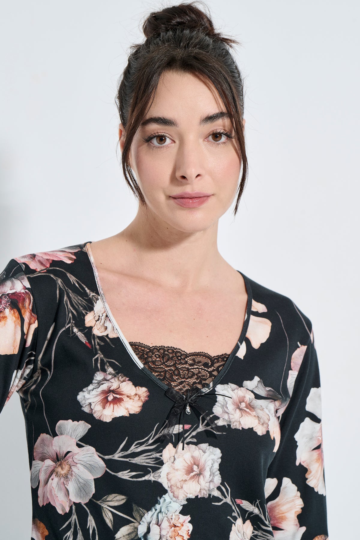 Floral βαμβακερό νυχτικό / J8305