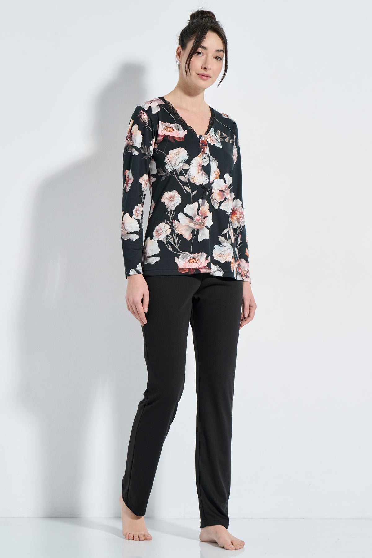 Floral βαμβακερή πιτζάμα / J8308