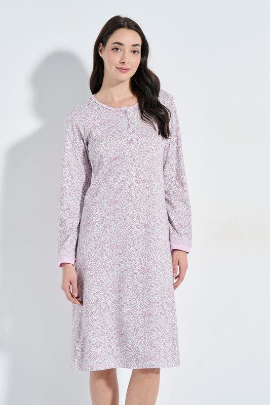 Floral βαμβακερό νυχτικό / J8330