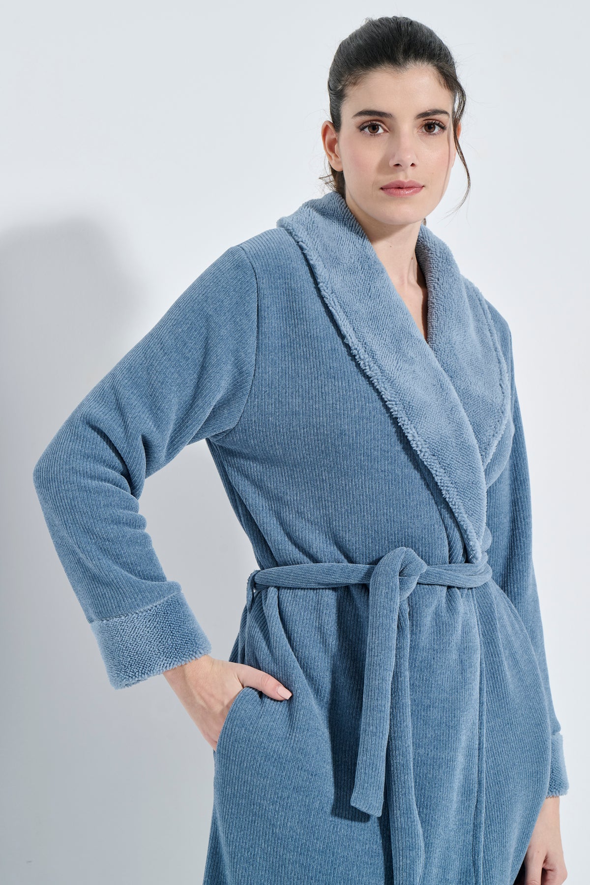 Fleece σταυρωτή ρόμπα / J8346