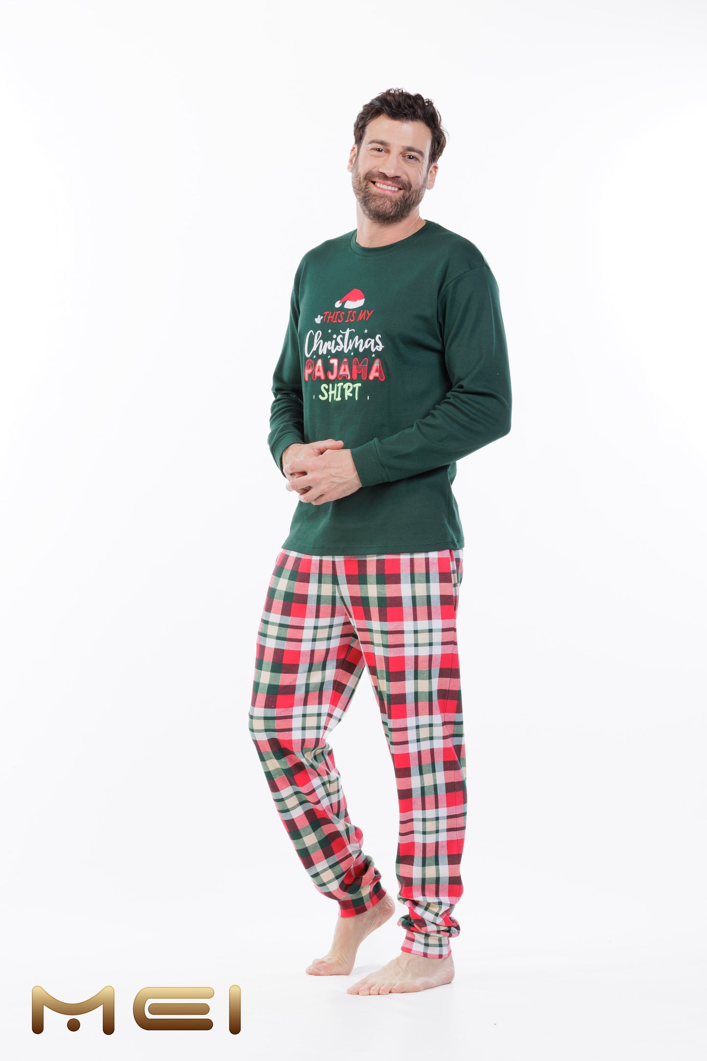 Ανδρική βαμβακερή πιτζάμα με χριστουγεννιάτικο σχέδιο / M902585
