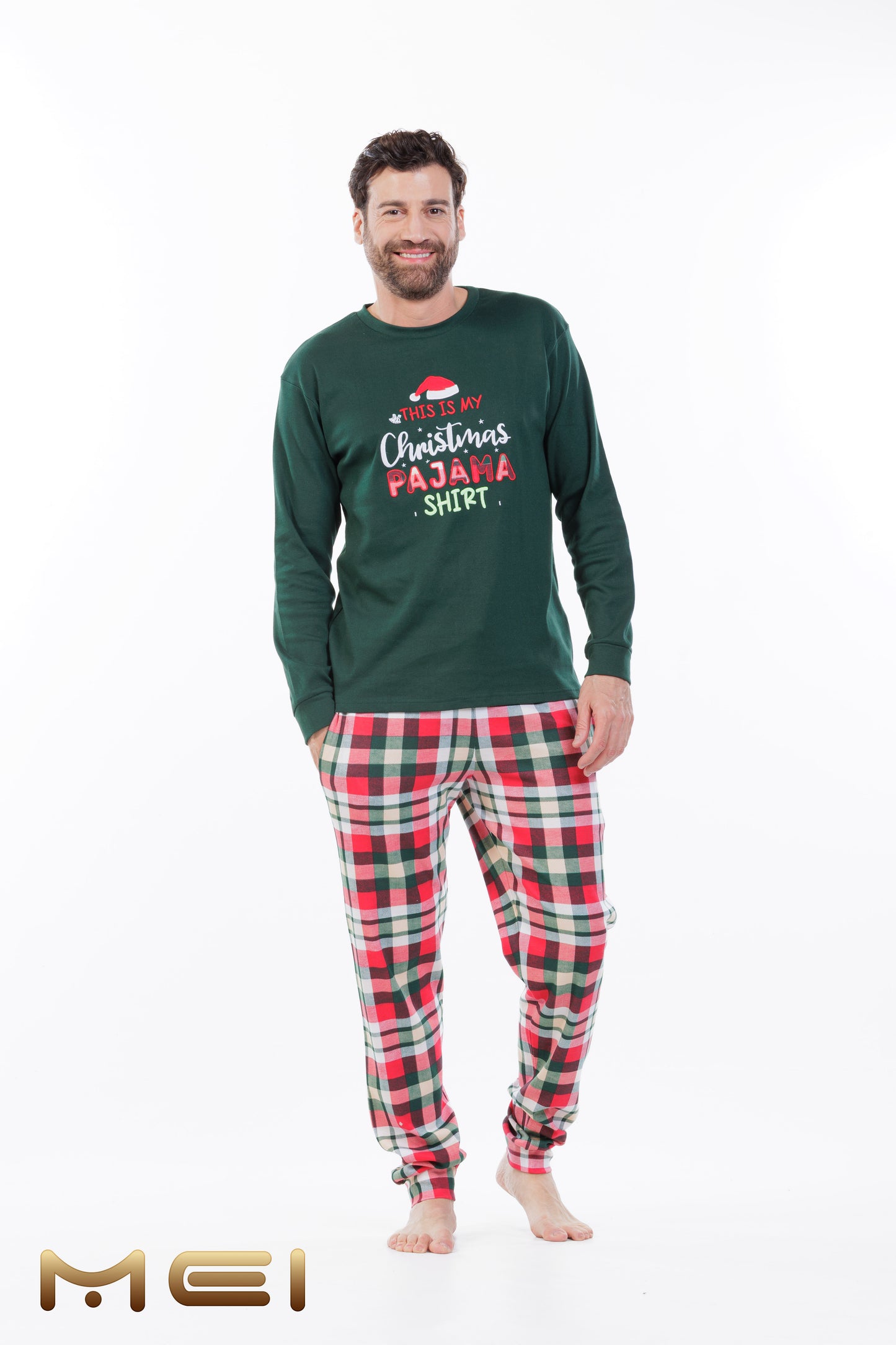 Ανδρική βαμβακερή πιτζάμα με χριστουγεννιάτικο σχέδιο / M902585