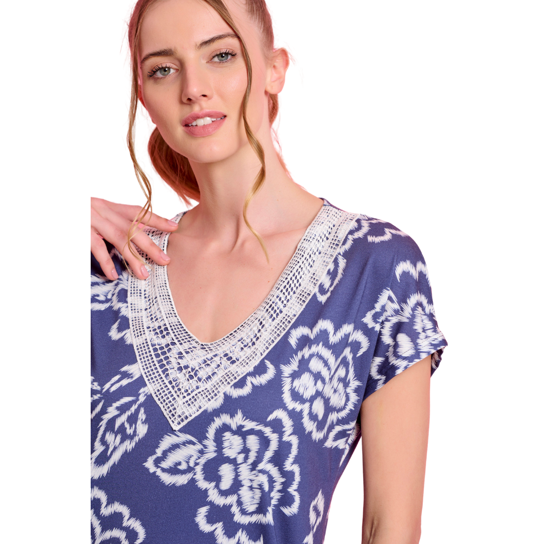 Μακρύ φόρεμα με κοντό μανίκι / J7848