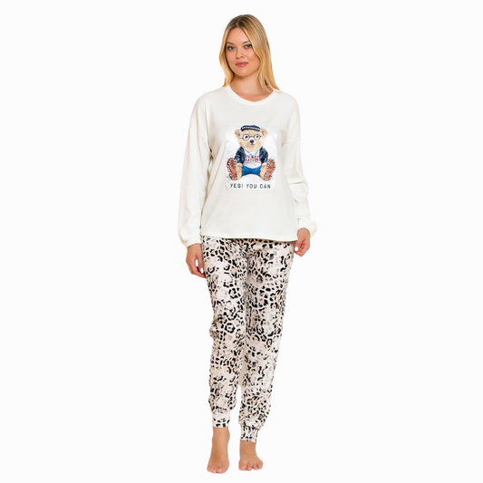 Βαμβακερή leopar πιτζάμα teddy / SZ5399