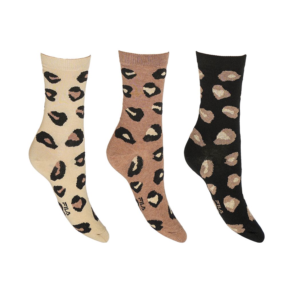 3-pack γυναικείεα κάλτσες με leopar σχέδιο / F6144