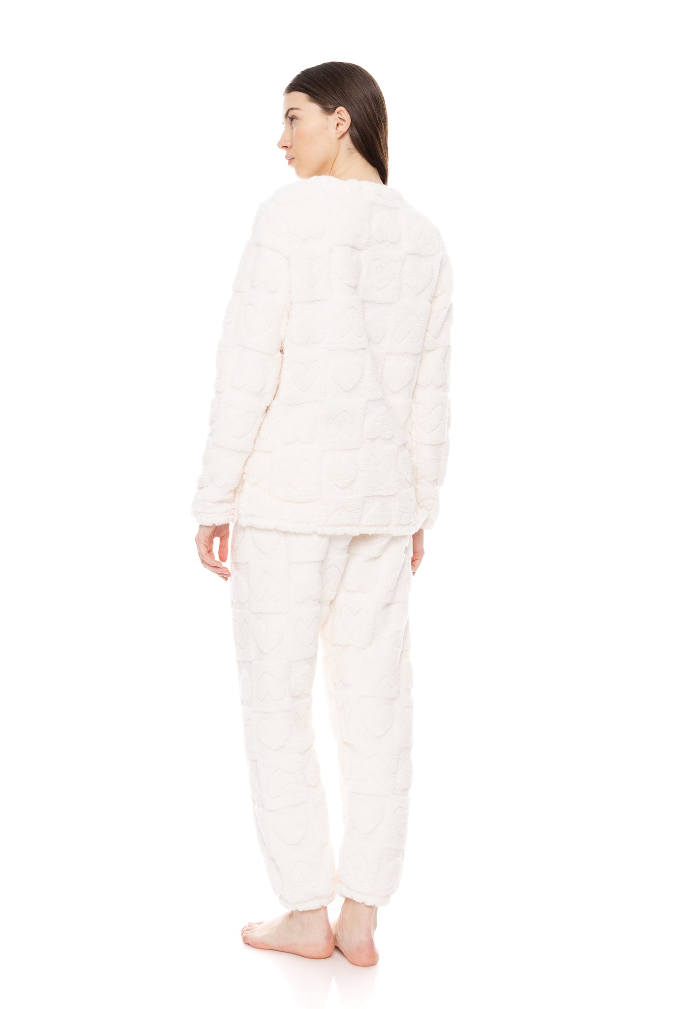 Fleece ζεστή πιτζάμα με καρδούλες / W1680