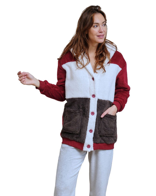 Fleece κουμπωτή ρόμπα / MS268614