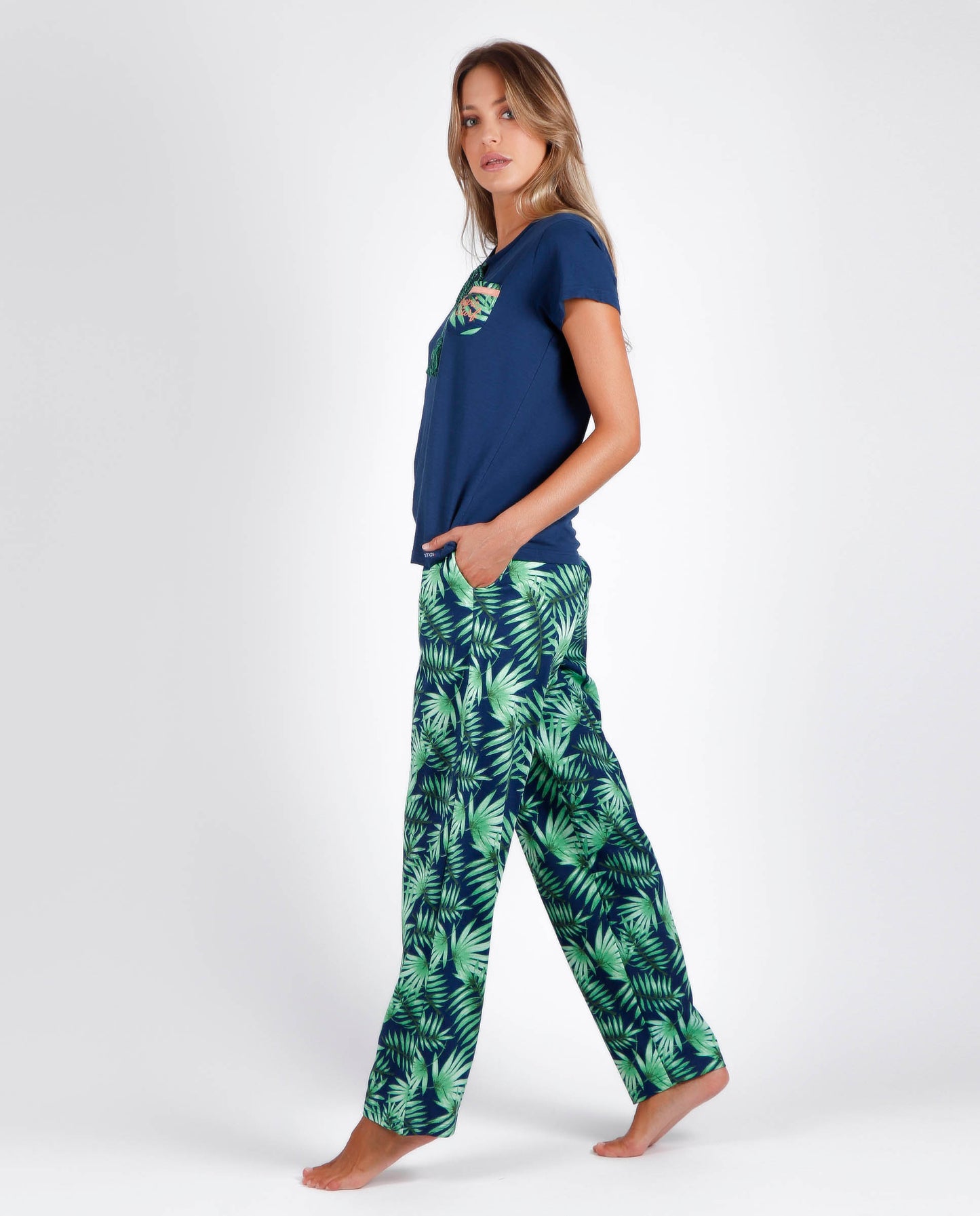 ΠΙΤΖΑΜΑ ΜΕ ΜΑΚΡΥ ΠΑΝΤΕΛΟΝΙ TROPICAL / 55918-0