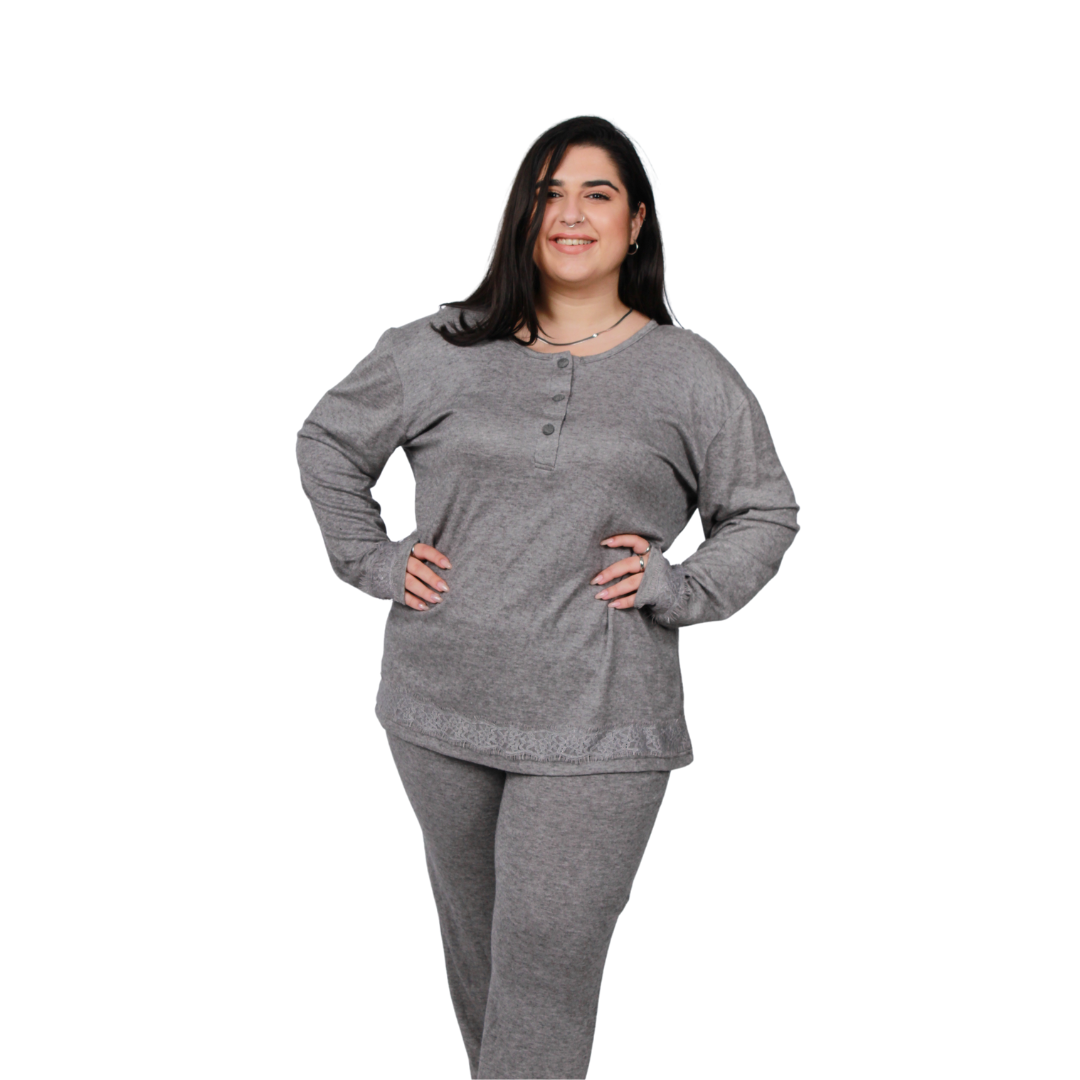 Μονόχρωμη , ελαστική πιτζάμα plus size / NV20116