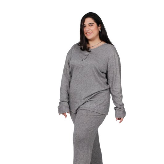 Μονόχρωμη , ελαστική πιτζάμα plus size / NV20116