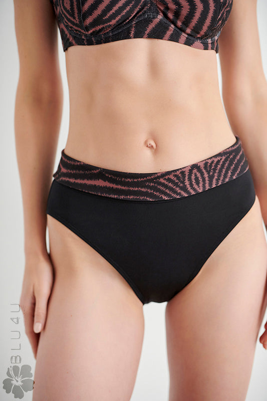 Φαρδύ και ψηλό bikini slip μαγιό BLU4U / TIGER PRINT-23365063