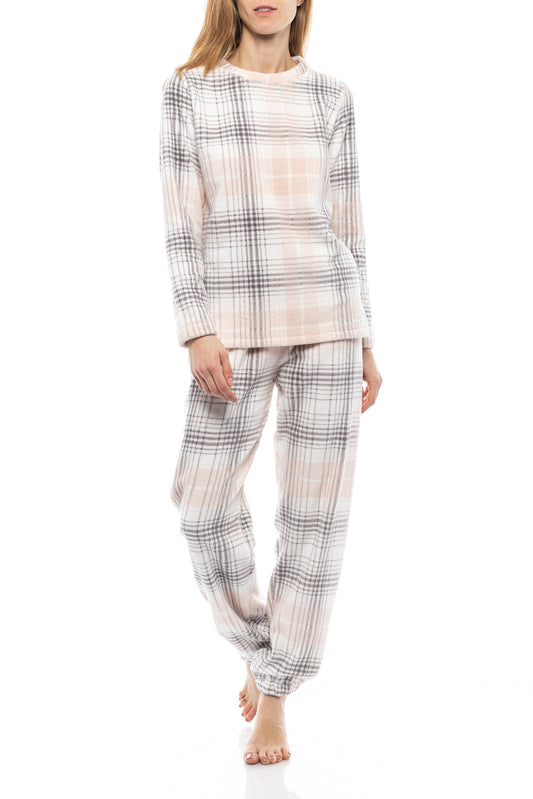 FLEECE ΠΙΤΖΑΜΑ PINK PLAID / W1187