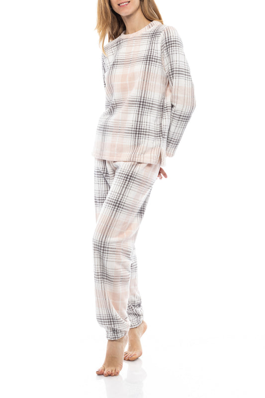 FLEECE ΠΙΤΖΑΜΑ PINK PLAID / W1187